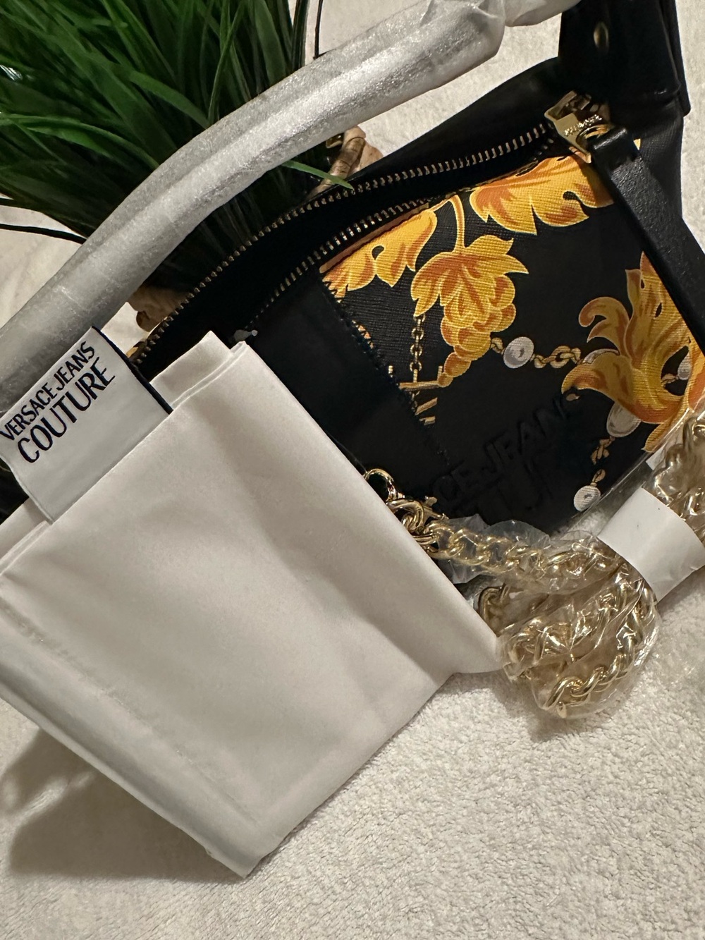 NWT Versace Jeans Couture Baroque Print Shoulder Bag w/ Chain & COA - Picture 5 of 12